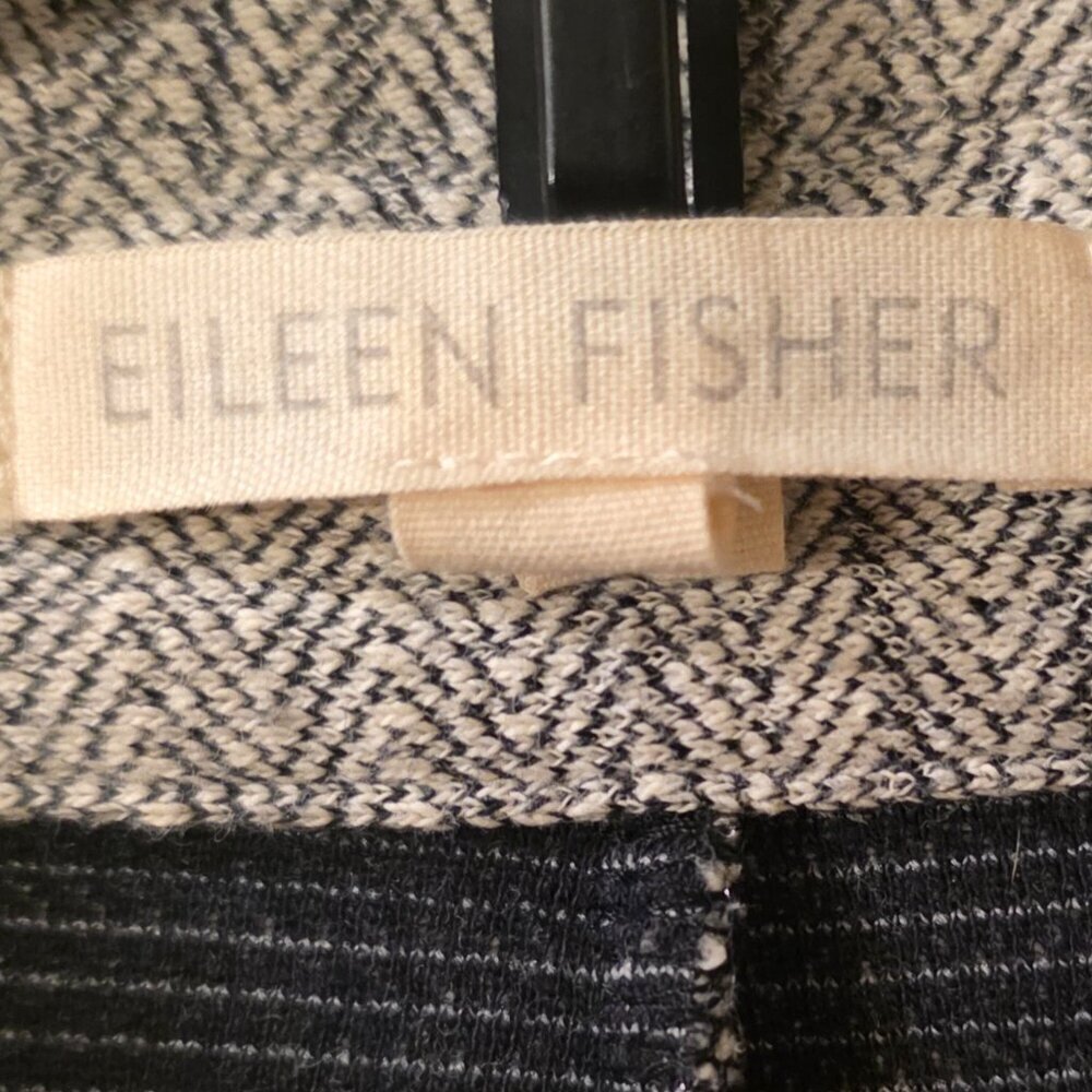 Eileen Fisher Gray Long Chevron Knit Organic Cotton Jacket-sz Large - Picture 3 of 5